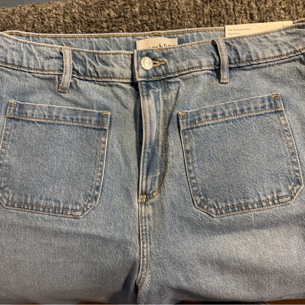 Loft Studded Relaxed Flare Jeans